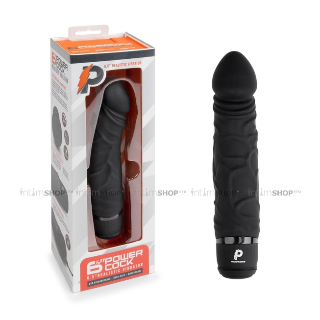 Вибратор PowerCocks Girthy 6.5" реалистичный", черный от IntimShop