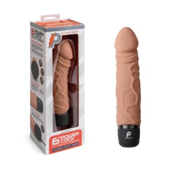 Вибратор PowerCocks Girthy 6.5" реалистичный 19 см, мокка