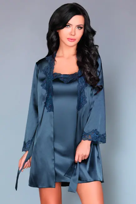 Пеньюар, сорочка и трусики Jacqueline L\XL, синий