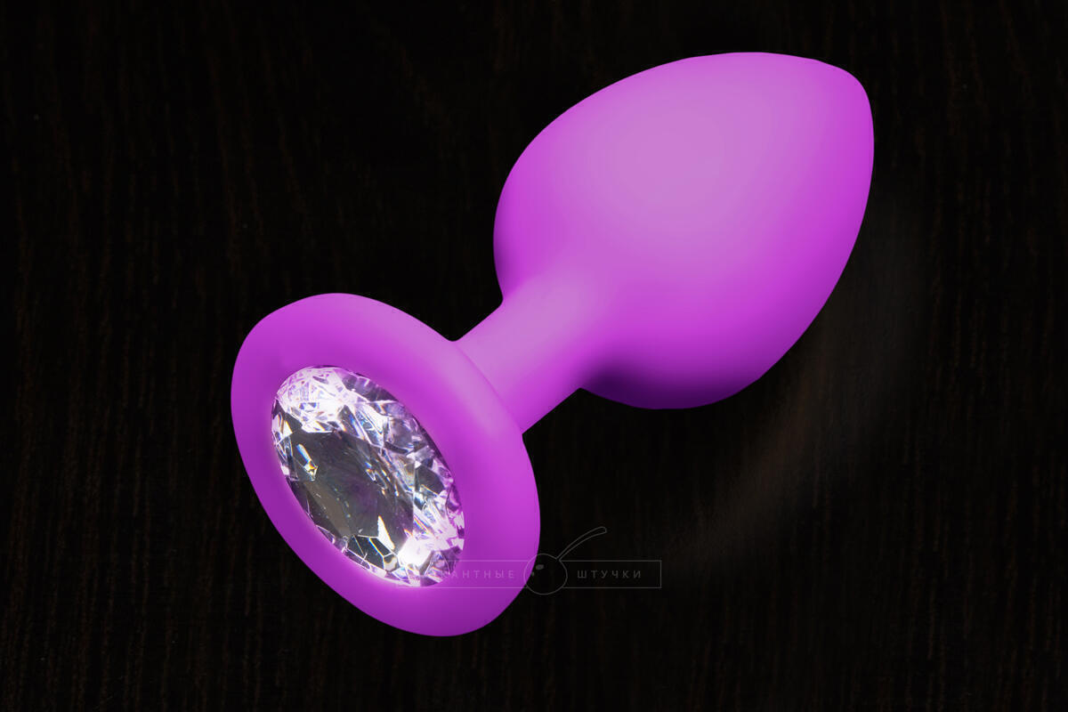 Маленькая силиконовая пробка с бесцветным кристаллом Пикантные штучки, фиолетовый