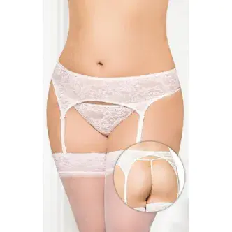 Пояс для Чулок и Стринги Soft Line кружевные белые, XXL