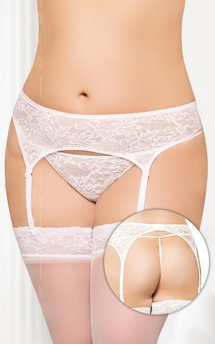 Пояс для Чулок и Стринги Soft Line кружевные белые, XXXL