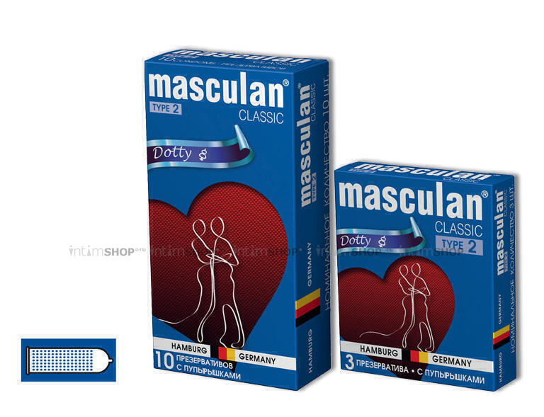 Презервативы с пупырышками Masculan Classic Dotty №2, 3 шт от IntimShop