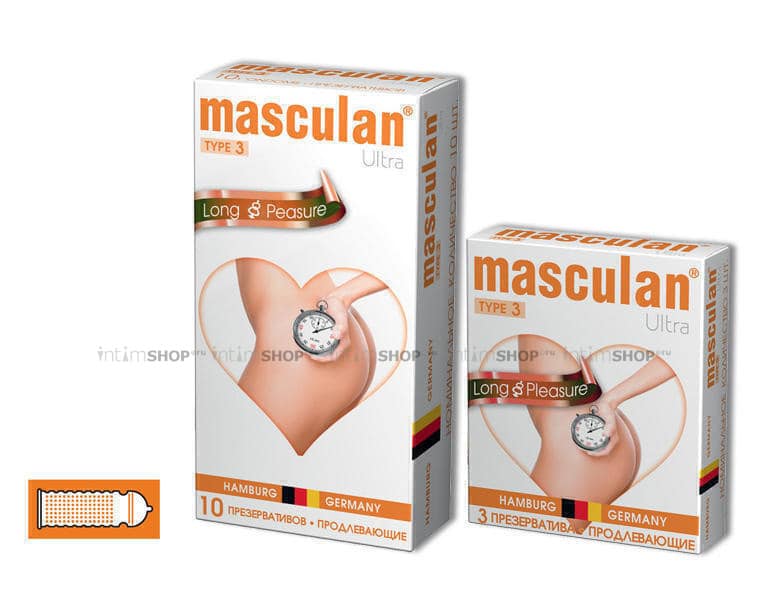 Презервативы Masculan Ultra Long Pleasure продлевающие №3, 10 шт от IntimShop