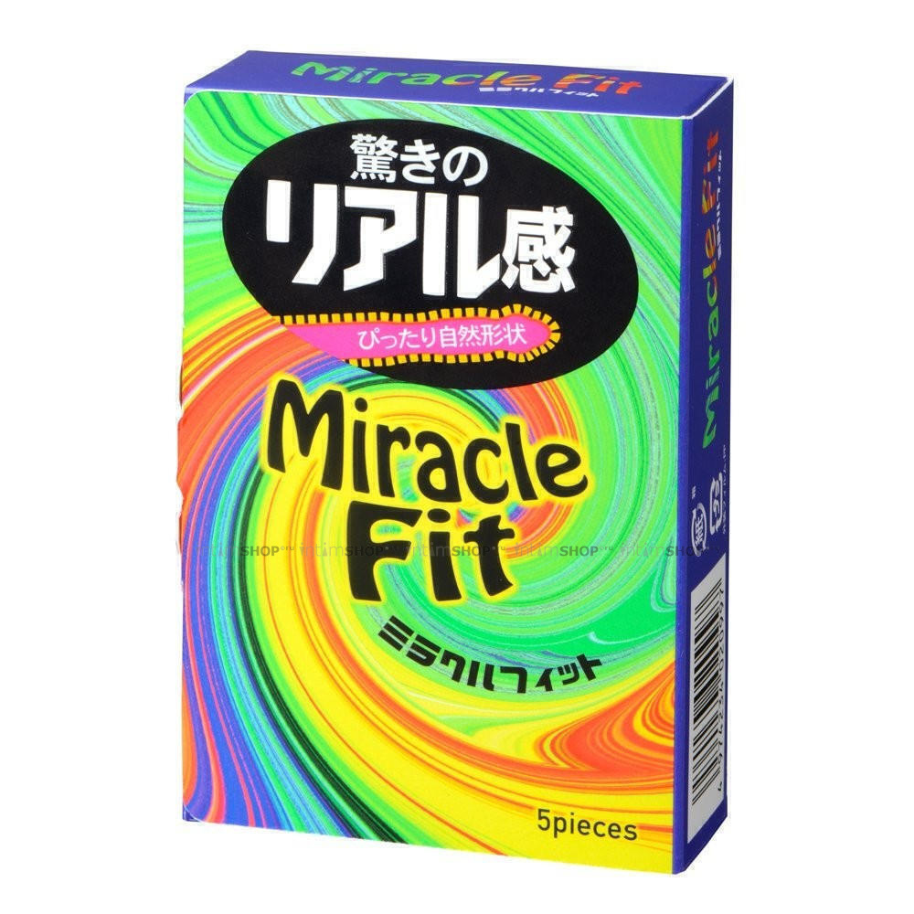 Латексные презервативы без спермонакопителя Sagami Miracle Fit, розовые, 5 шт
