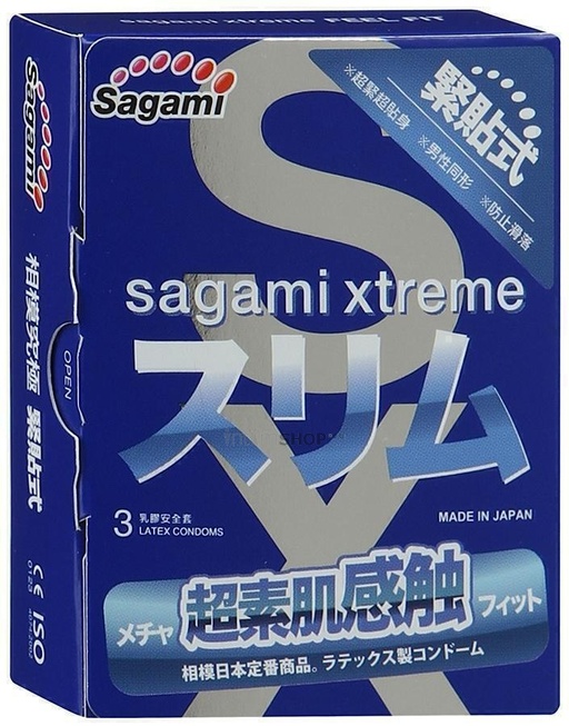 фото Презервативы без спермонакопителя Sagami Xtreme Feel Fit, розовые, 3шт