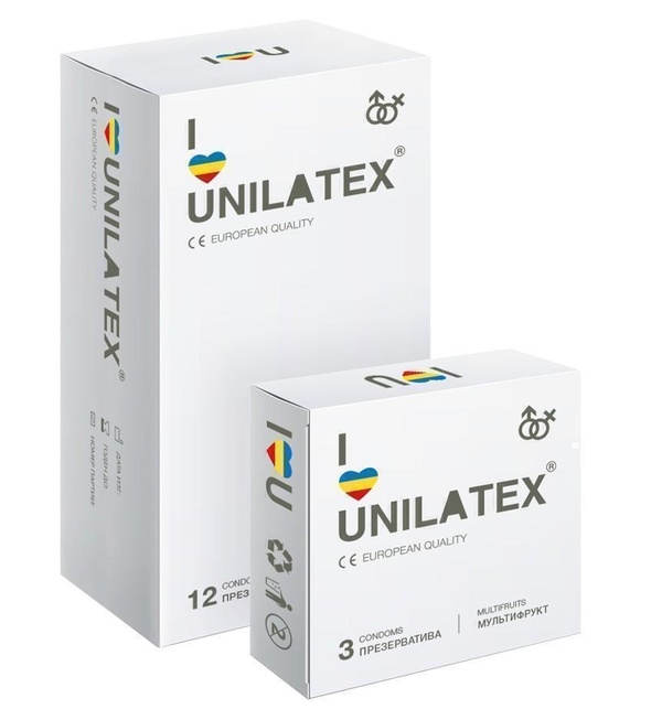 Презервативы Unilatex 12 шт + 3 шт в подарок, мультифрукт от IntimShop