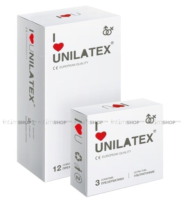 Презервативы ультратонкие Unilatex 12 шт + 3 шт в подарок