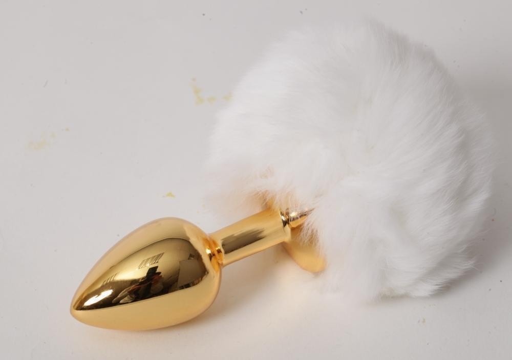 Пробка c белым хвостом задорный кролик Luxurious Tail, золотая