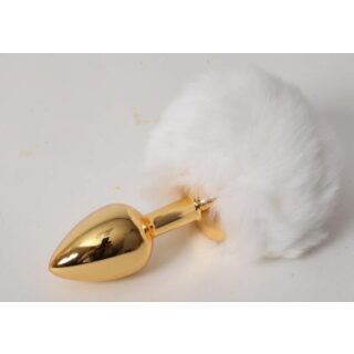 Пробка c белым хвостом задорный кролик Luxurious Tail, золотая