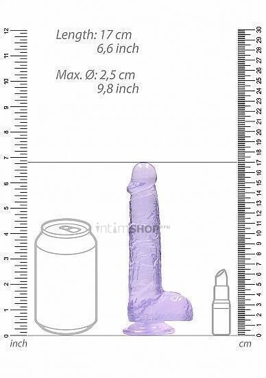 Фаллоимитатор из эластомера Shots Realrock, 17 см, фиолетовый