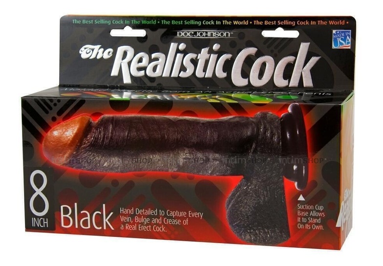 Фаллоимитатор Doc Johnson The Realistic® Cock 8” Vac-U-Lock, коричневый от IntimShop
