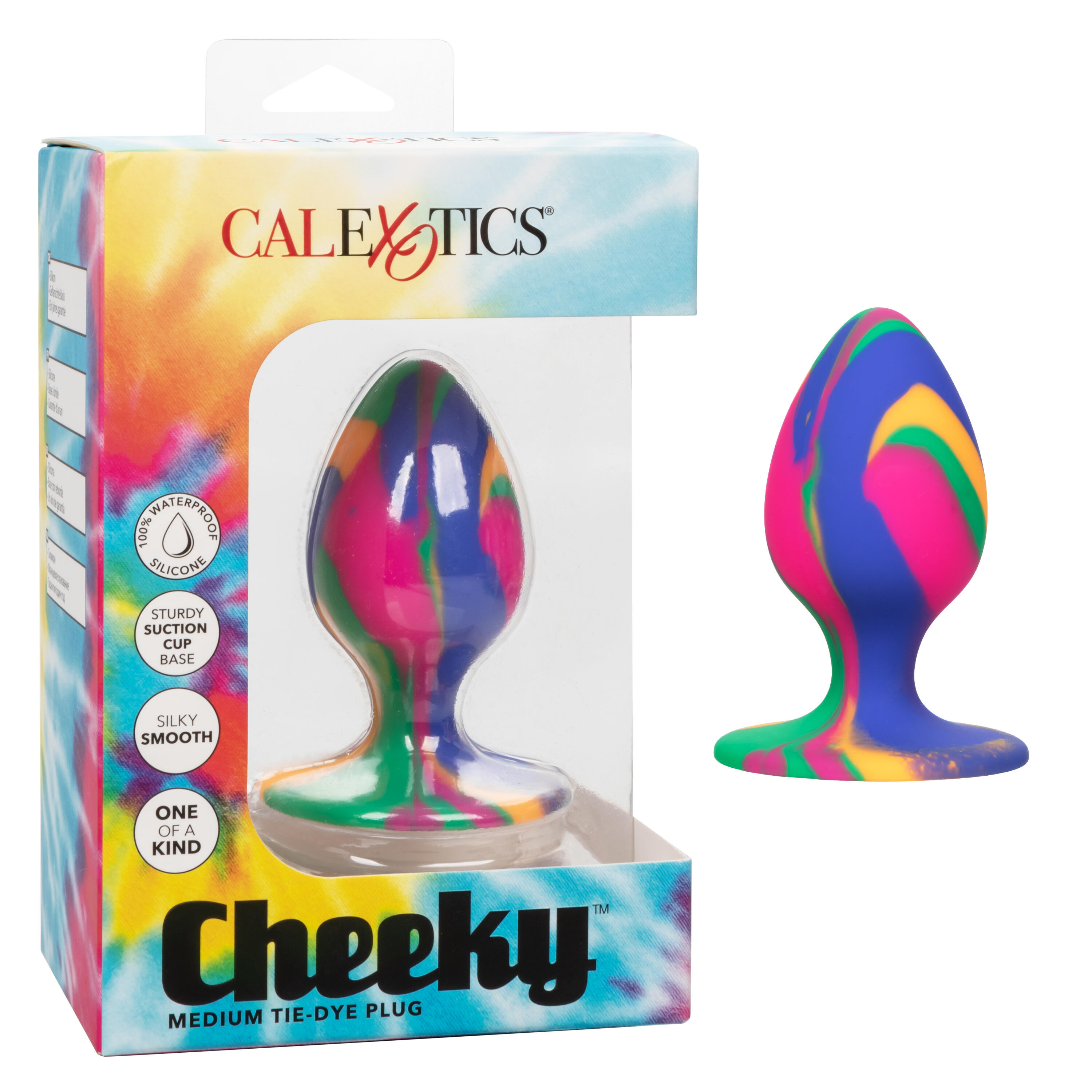 Анальная пробка CalExotics Cheeky Tie-Dye M, разноцветная