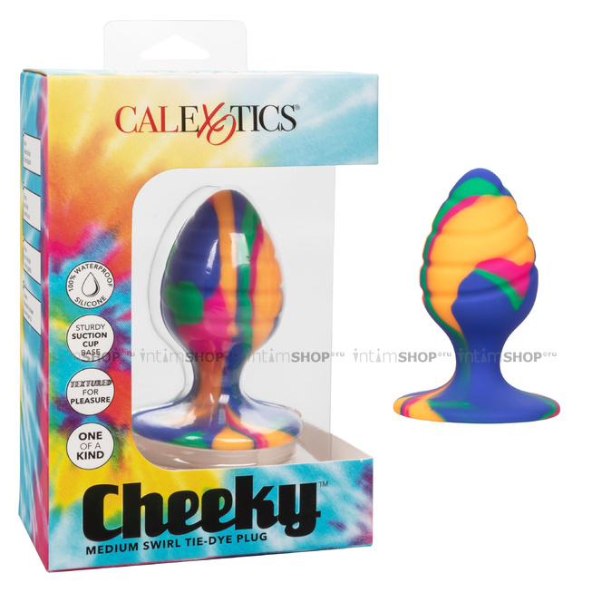 Анальная пробка Calexotics Cheeky Tie-Dye Swirl M, разноцветная - фото 7