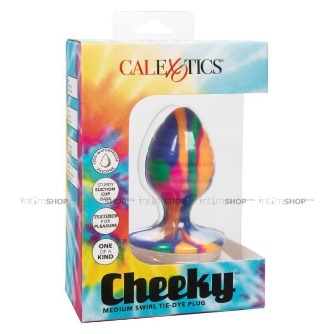 Анальная пробка Calexotics Cheeky Tie-Dye Swirl M, разноцветная - фото 3