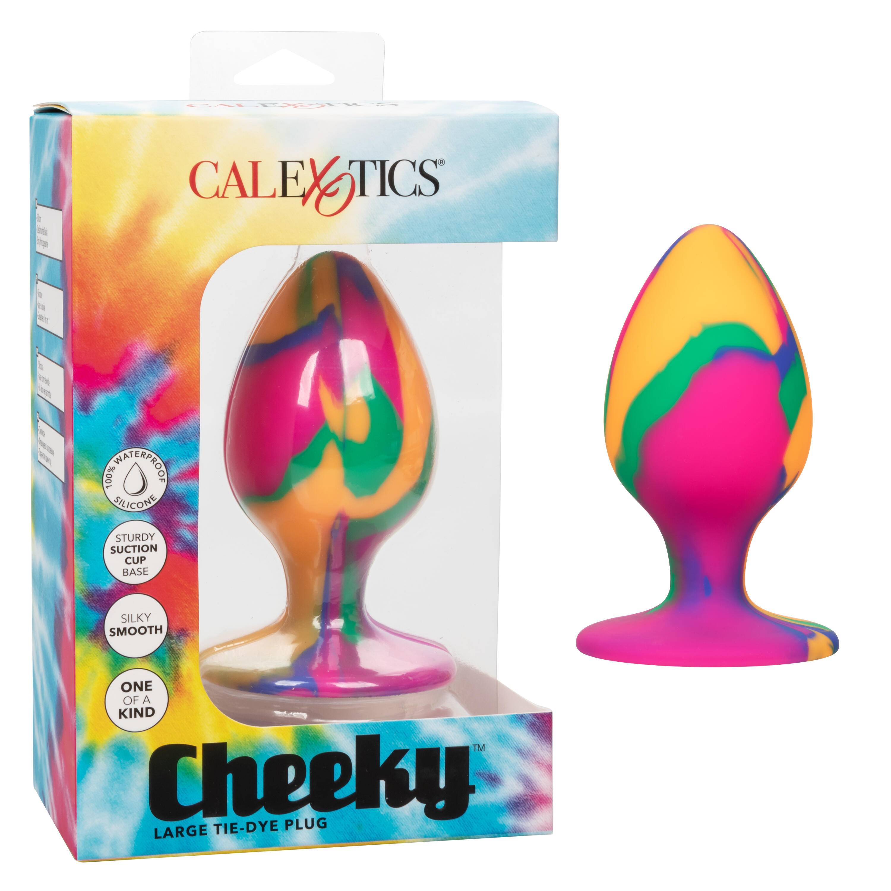 Анальная пробка CalExotics Cheeky Tie-Dye L, разноцветная