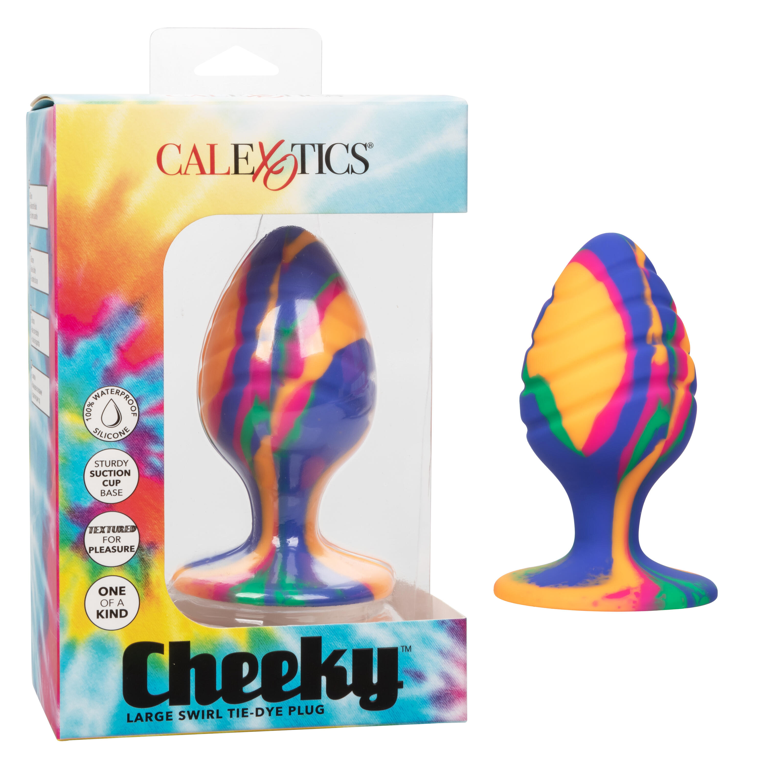 Анальная пробка CalExotics Cheeky Tie-Dye Swirl L, разноцветная