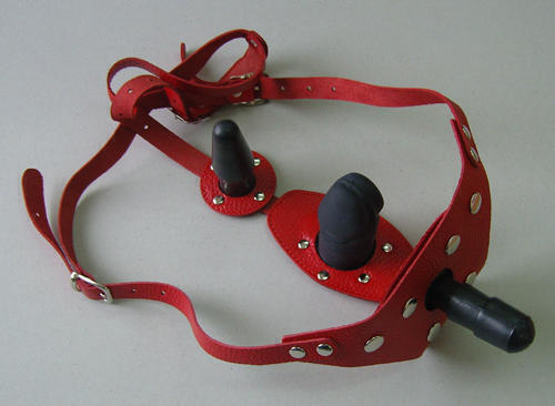 Трусики Harness Vac-U-Lock с анально-вагинальной стимуляцией - Sitabella, красные