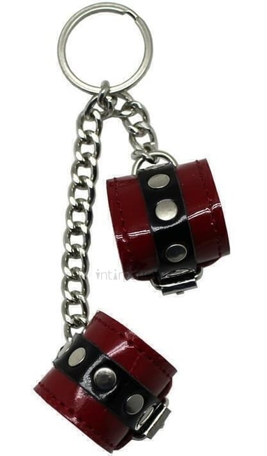 фото Сувенир-брелок наручники красные