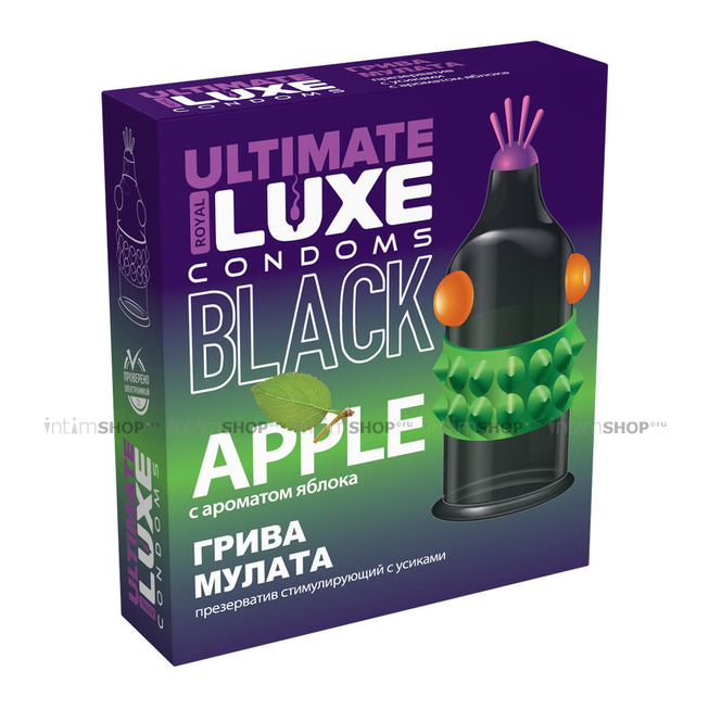 фото Презерватив стимулирующий Luxe Black Ultimate Грива мулата Яблоко, 1 шт, купить
