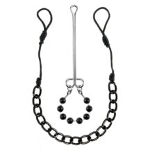 Лассо на соски соединенное цепочкой + зажим на половые губы Pipedream Nipple & Clit Jewelry, черный