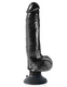 Вибратор 3 в 1 реалистик на съемной присоске PipeDream King Cock 25 см, черный