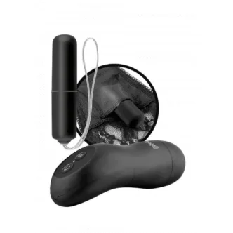 Вибропуля с пультом ДУ и трусиками Pipedream Remote Control Vibrating Panties, черный, XL-XXL
