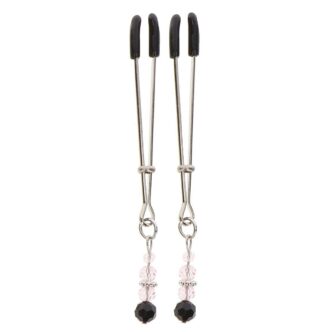 Зажимы для сосков с бусинами Taboom Nipple Play Tweezers With Beads, серебристый