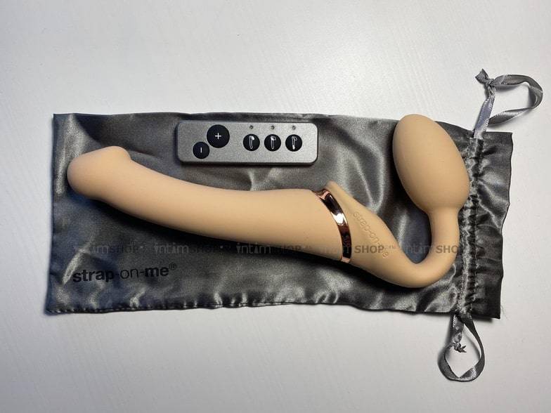 Страпон с вибрацией Strap-on-me 3 мотора M, чёрный 6013953 - Strap-on-me - Безремневые/Двойные страпоны - Купить