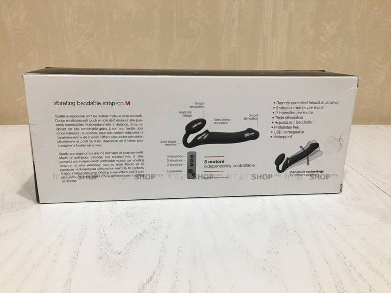 Страпон с вибрацией Strap-on-me 3 мотора M, чёрный 6013953 - Strap-on-me - Безремневые/Двойные страпоны - Купить
