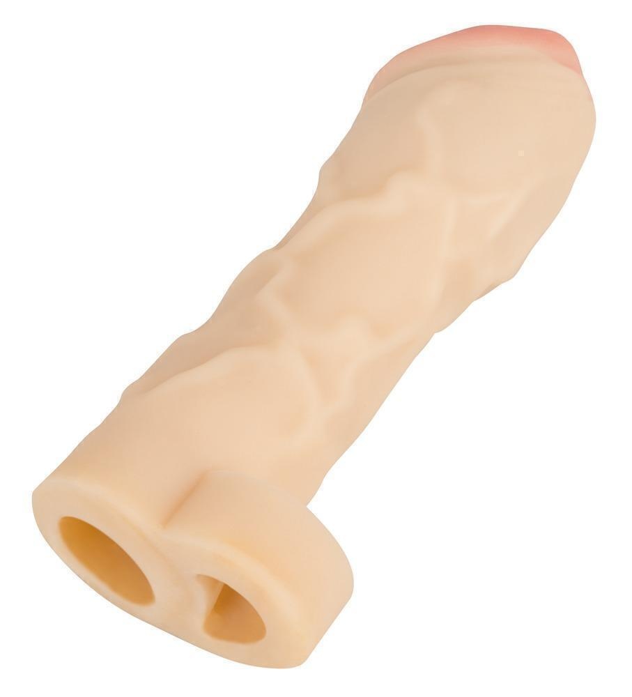 Реалистичная закрытая насадка на пенис с подхватом мошонки Orion T&B Extension
