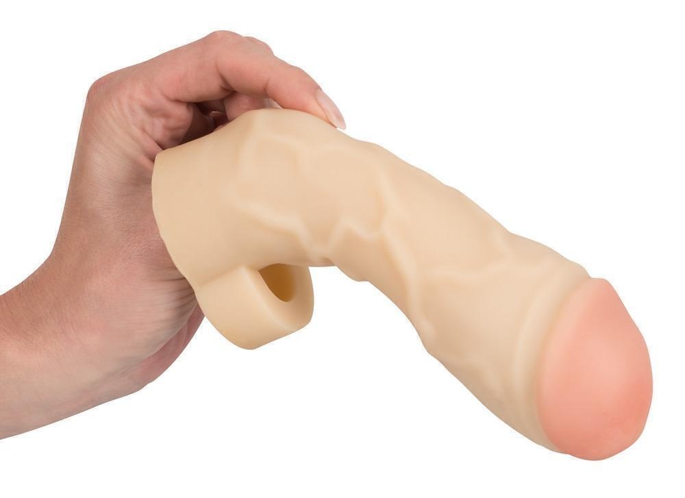 Реалистичная закрытая насадка на пенис с подхватом мошонки Orion T&B Extension