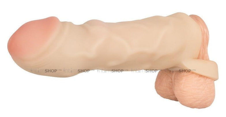 фото Реалистичная закрытая насадка на пенис с подхватом мошонки Orion T&B Extension
