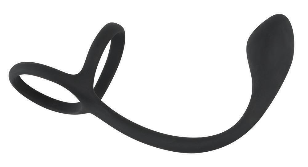Эрекционное кольцо с утяжкой на мошонку + анальный плаг Orion Black Velvets