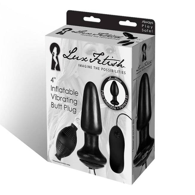 Анальная надувная пробка Lux Fetish Inflatable Vibrating Butt Plug  с вибрацией, черный от IntimShop