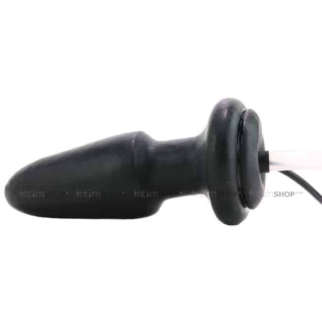 Анальная надувная пробка Lux Fetish Inflatable Vibrating Butt Plug  с вибрацией, черный от IntimShop