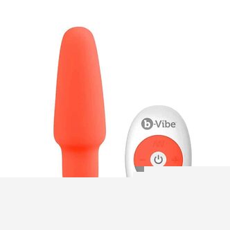 Анальная римминг-пробка b-Vibe Rimming 2 с пультом ДУ, оранжевая