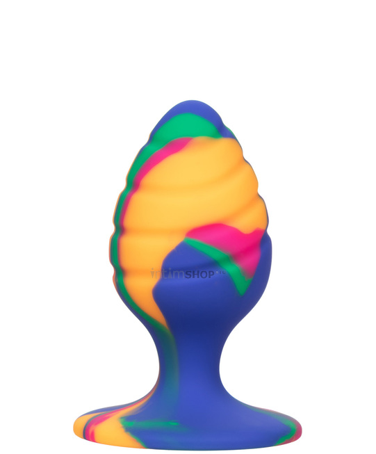 Анальная пробка Calexotics Cheeky Tie-Dye Swirl M, разноцветная - фото 1