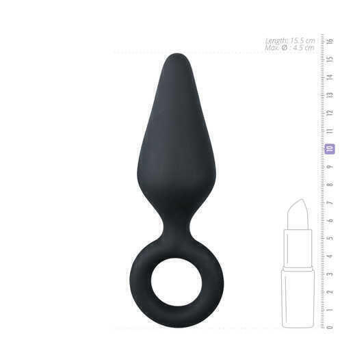 Анальная пробка Easytoys Black Buttplug With Pull Ring, L, EDC Collections