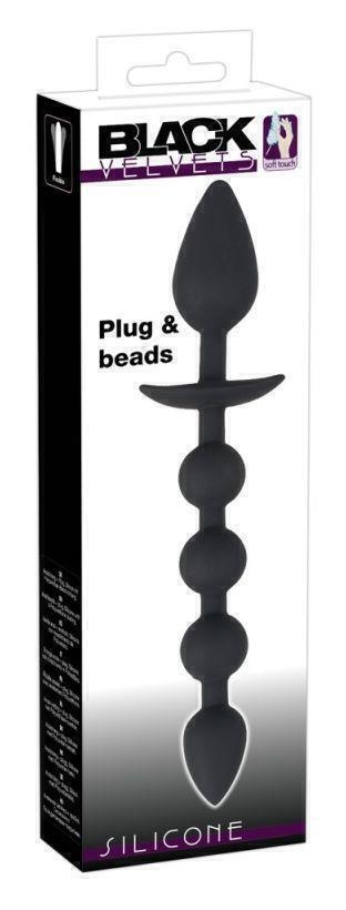 Анальная пробка и шарики Black Velvets Plug & Bead