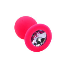 Анальная пробка из силикона с розовым кристаллом Kanikule, розовая