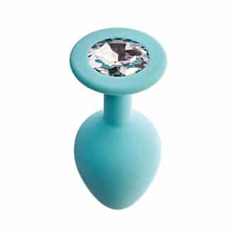 Анальная пробка Le Frivole Core Gamma L, голубая с бесцветным кристаллом