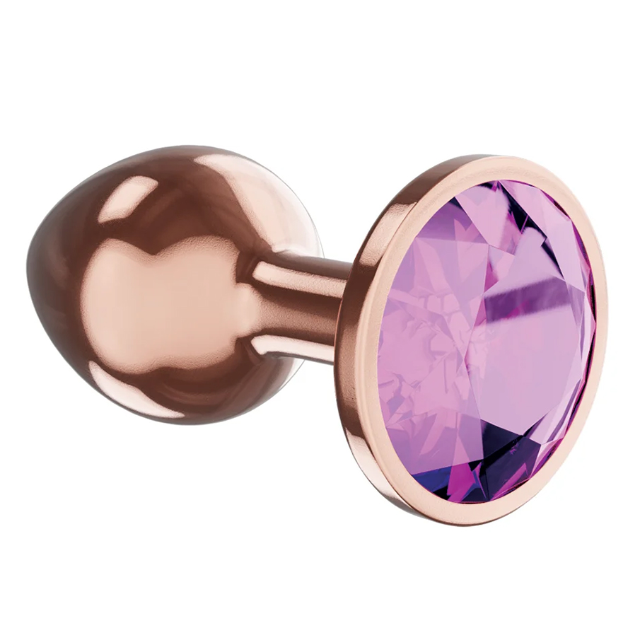 Анальная пробка Lola Games Shine Large, розовое золото с фиолетовым кристаллом