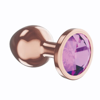 Анальная пробка Lola Games Shine Small, розовое золото с фиолетовым кристаллом