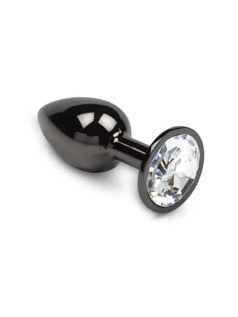 Маленькая анальная пробка с бесцветным кристаллом Пикантные штучки, серебристый, 6 см