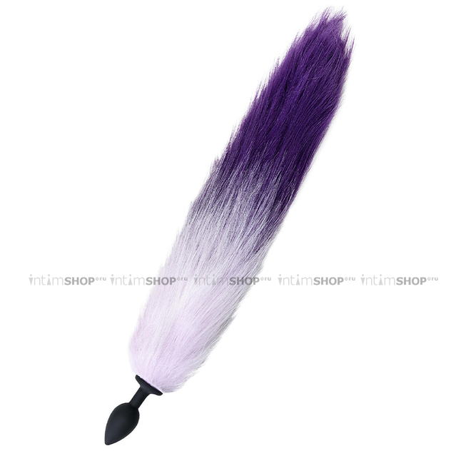 

Анальная пробка Popo Pleasure by Toyfa S с фиолетовым хвостом, черная