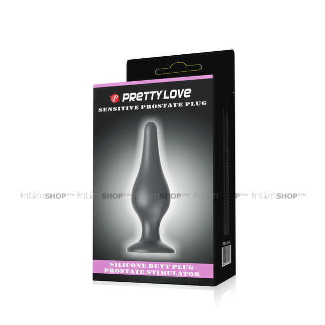 Анальная пробка Pretty Love Sensitive Prostate Plug на присоске среднего размера, черная - фото 6