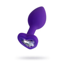 Анальная пробка с бесцветным кристаллом ToDo by Toyfa Diamond Heart 7 см, фиолетовая
