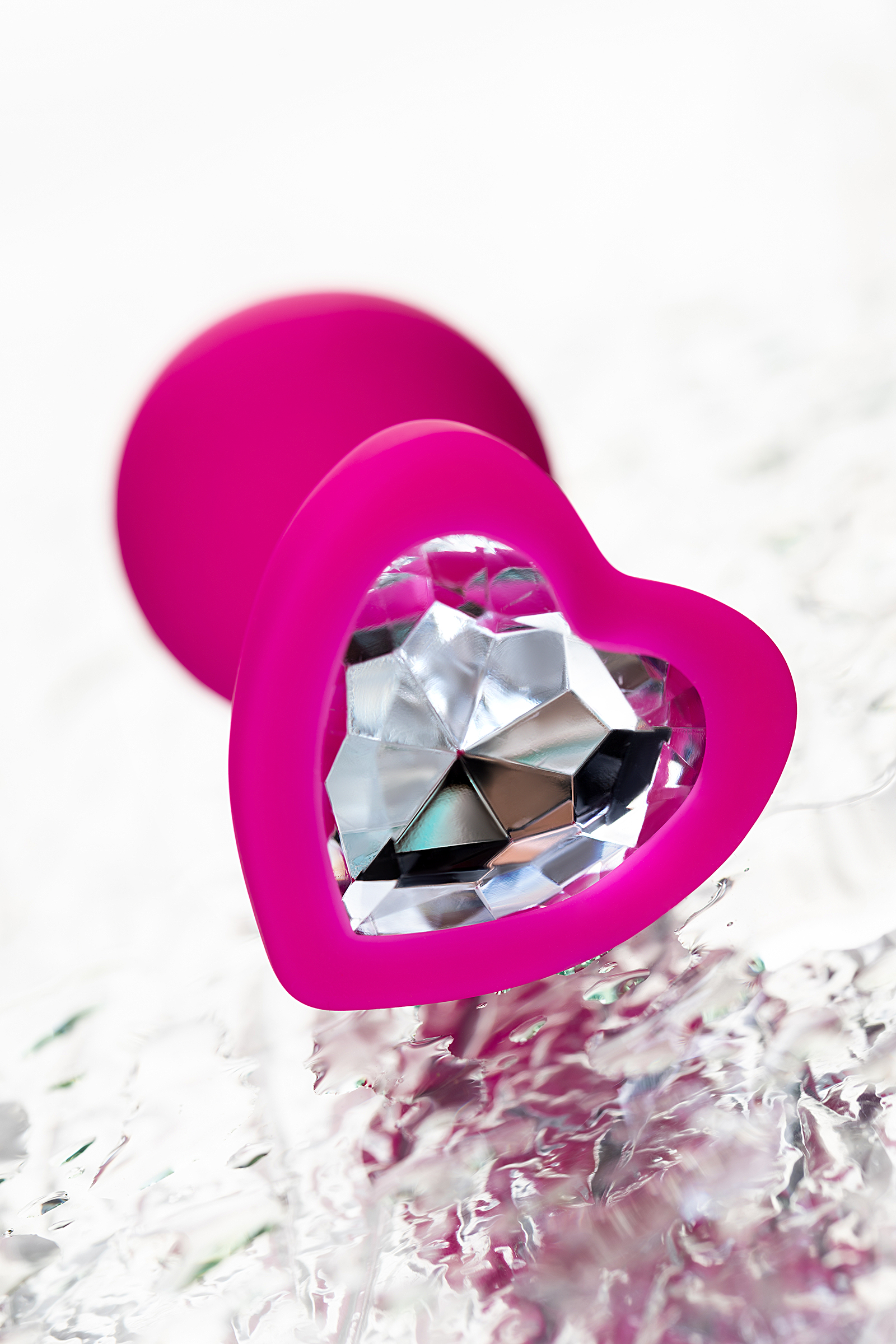 Анальная пробка ToDo by Toyfa Diamond Heart, розовая с бесцветным кристаллом
