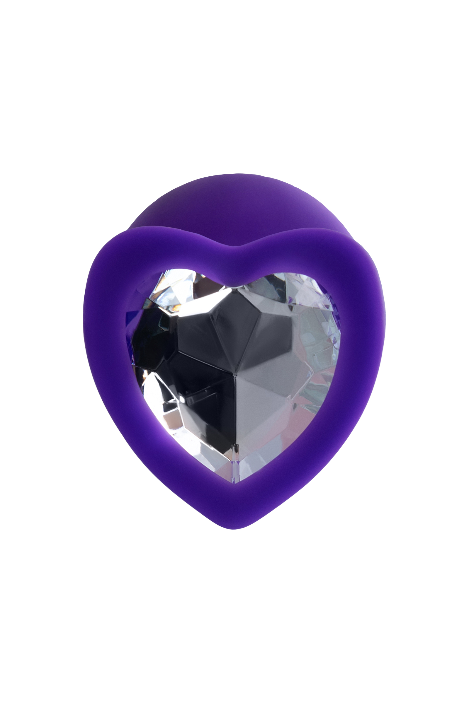 Анальная пробка с бесцветным кристаллом ToDo by Toyfa Diamond Heart 8 см, фиолетовая